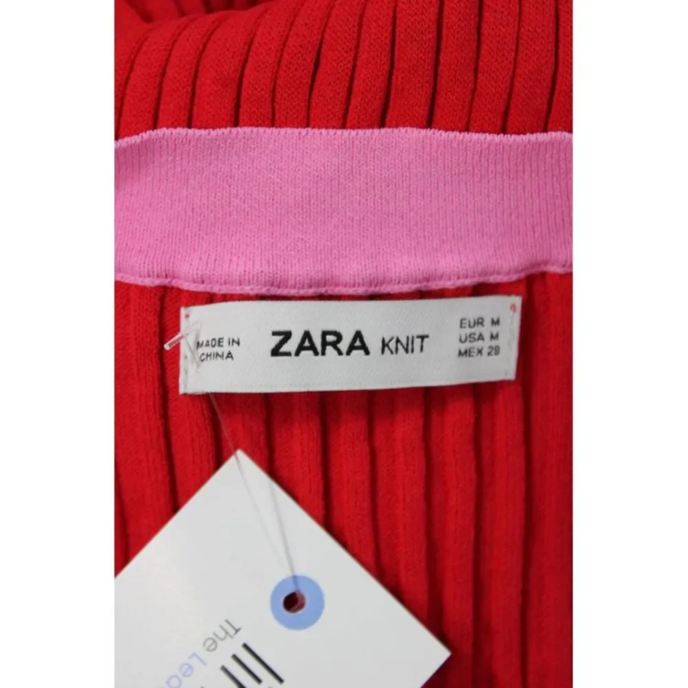 Zara Knit Womens Maxi Pink Colorblock Scoop Neck Sleeveless Dress Size M